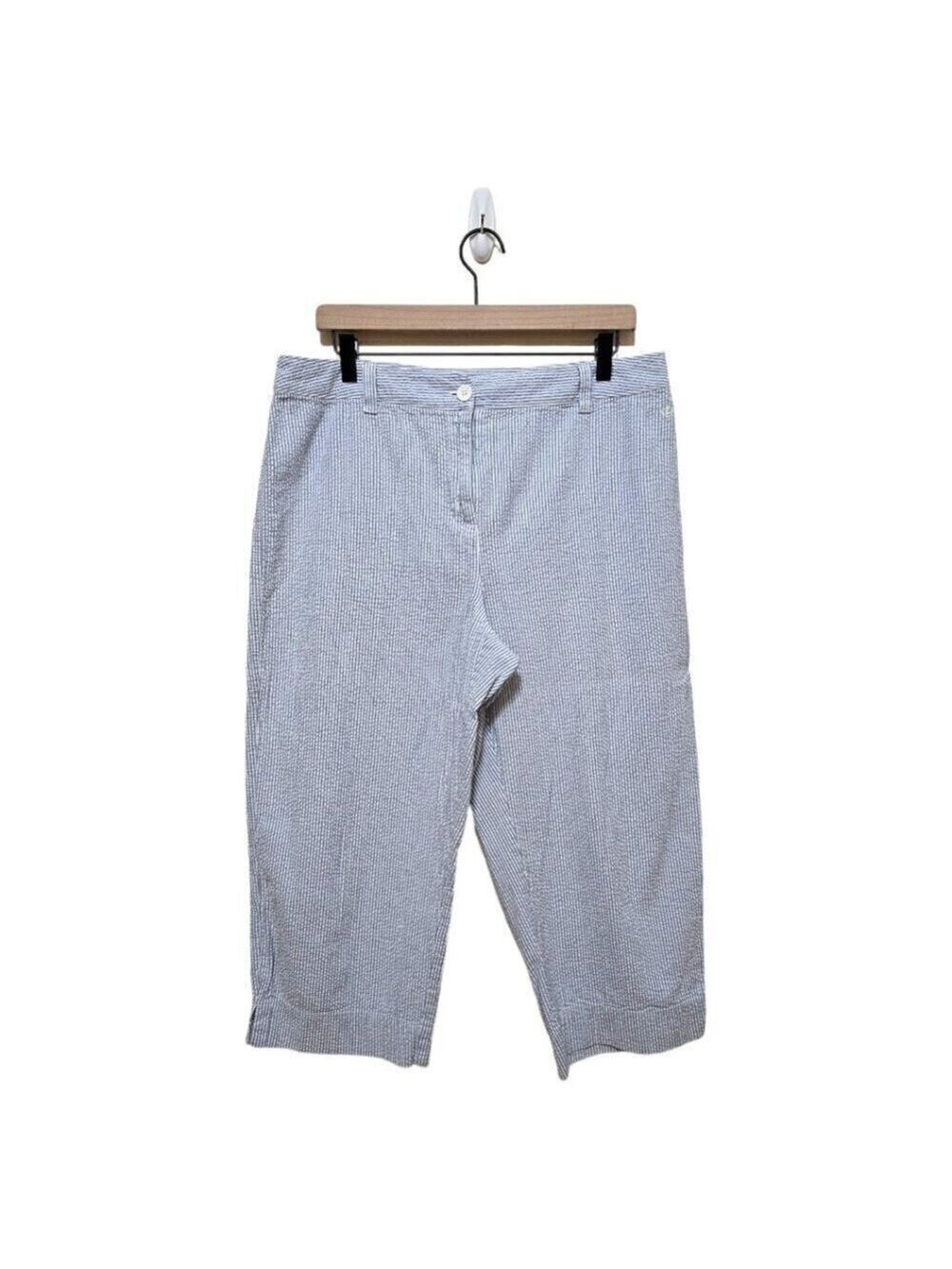 Duck Head Striped Seersucker High Waist Capri Pants Sz 16